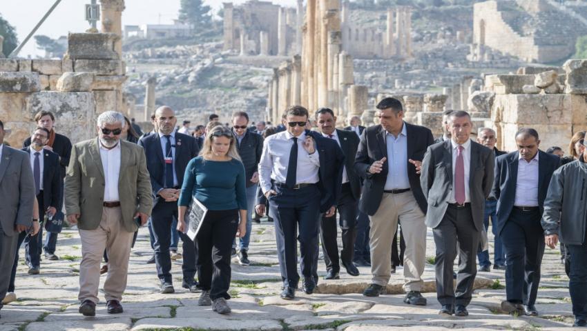 ماكرون في مدينة جرش الأثرية