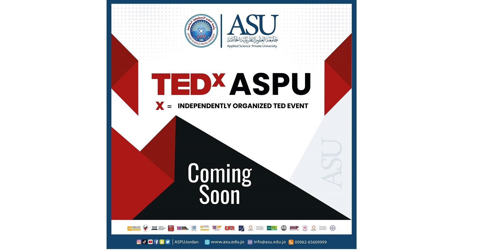 جامعة العلوم التطبيقية الخاصة تحصل على ترخيص إقامة فعالية TEDx العالمية لمدة عام