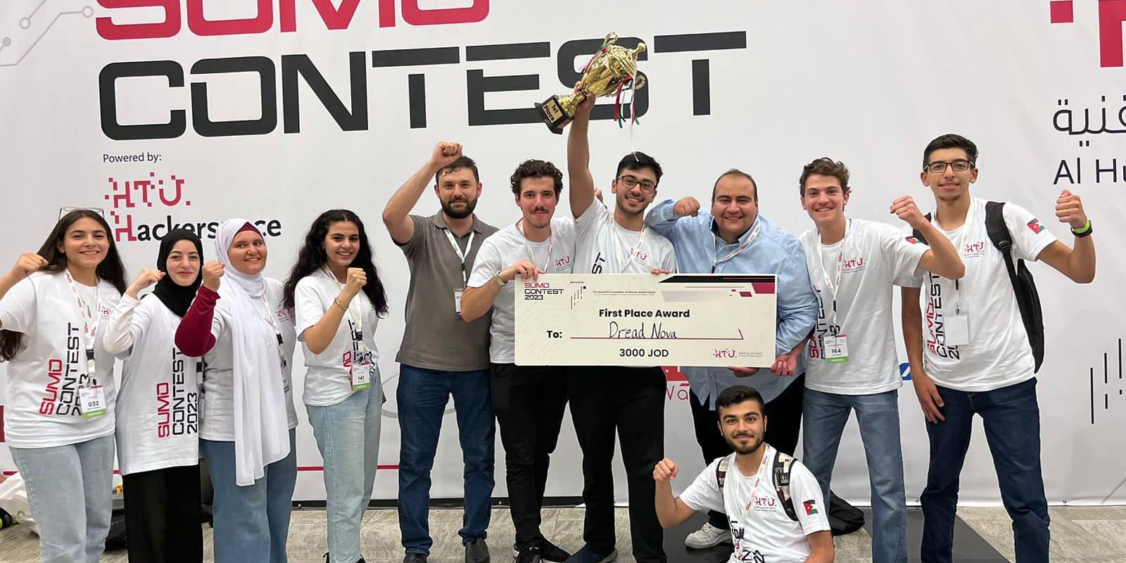 المركز الأول لفريق جامعة العلوم التطبيقية على مستوى الأردن في بطولة السومو روبوت