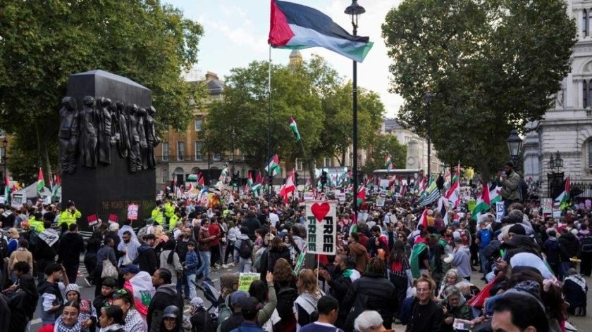 Thousands around the world protest Middle East war on Oct 7 anniversary