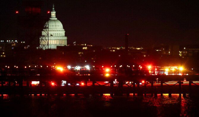 American Airlines jet and helicopter collide, crash into Washington's Potomac River