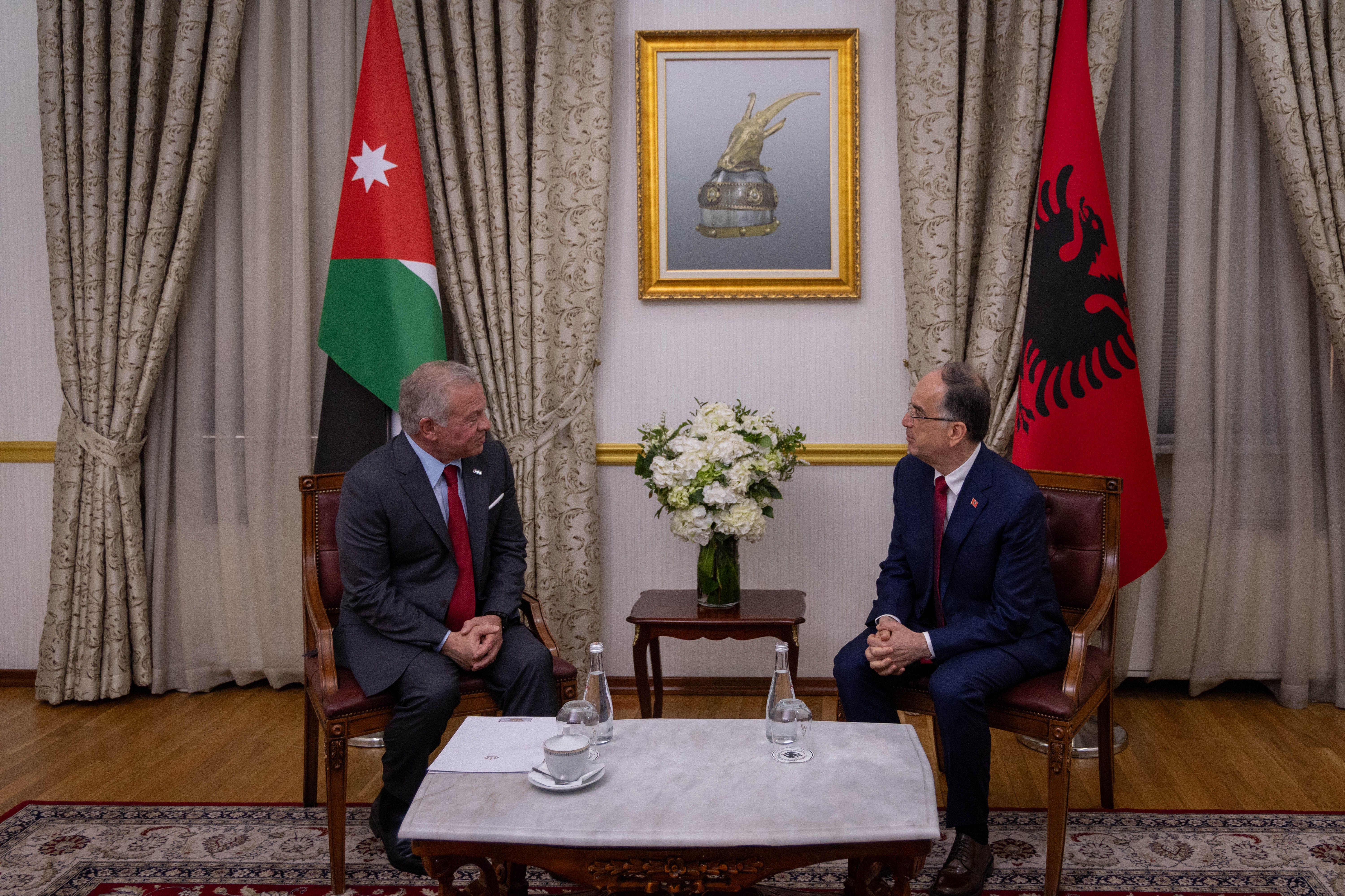 King holds meetings with Albanian president, PM