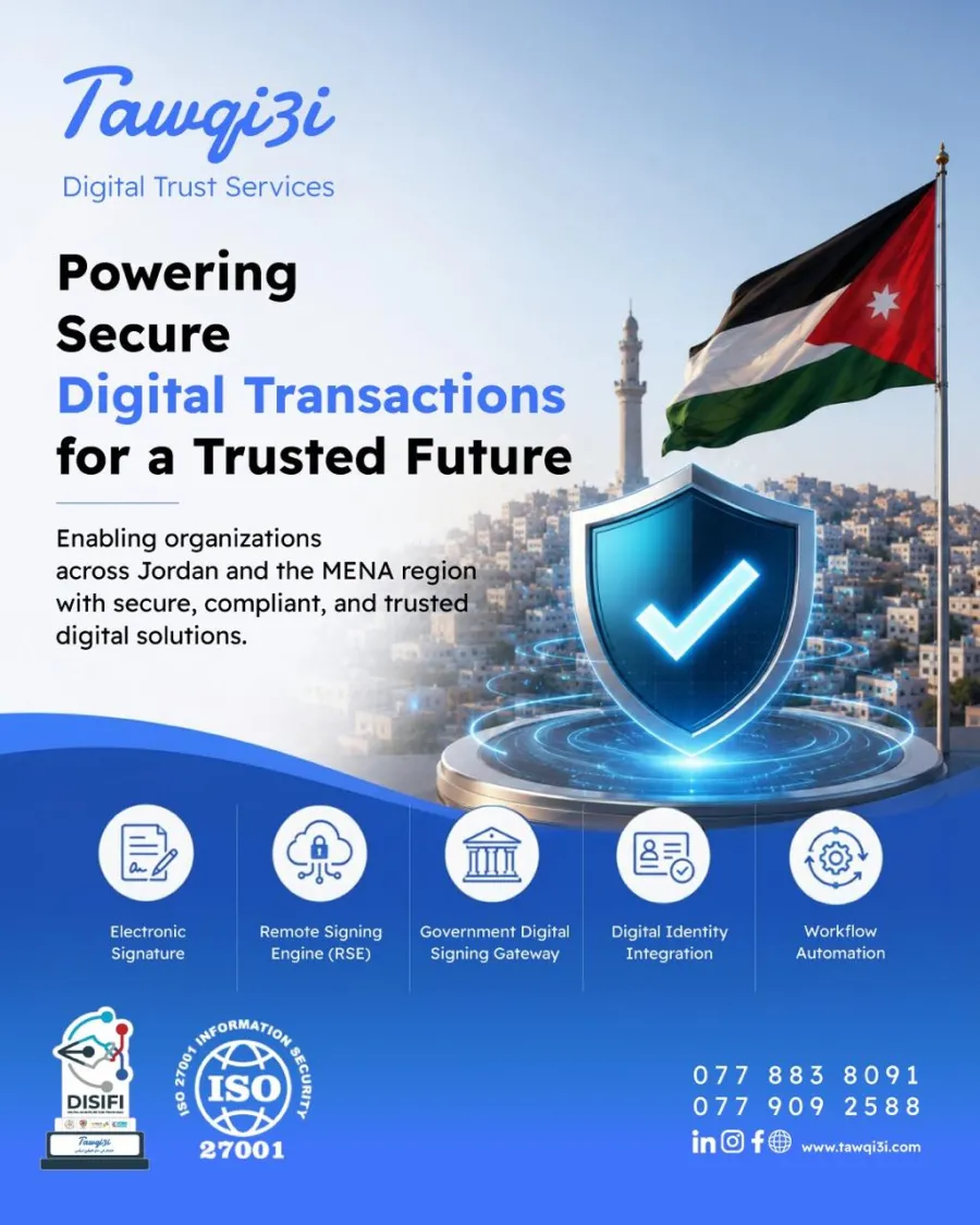 Jordanian digital trust company Tawqi3i powers the future of secure digital transactions