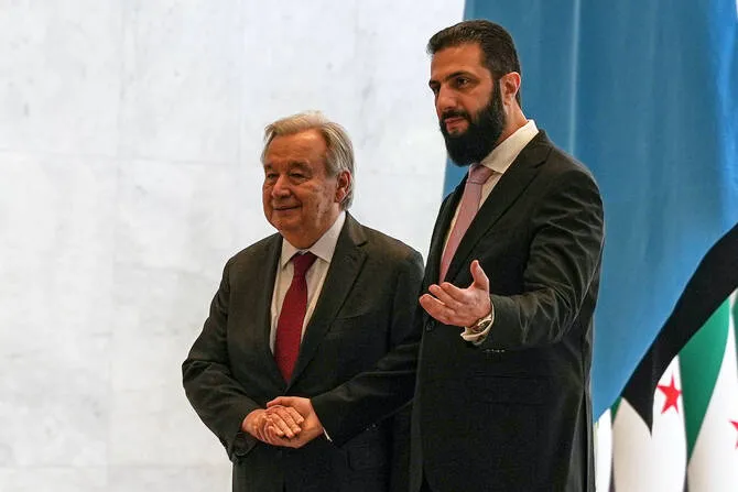 Guterres meets Syria’s Sharaa on first Damascus visit by UN chief in 17 years