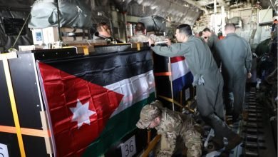 Photo of Jordan and Netherlands air-drop aid to Jordanian field hospital in Gaza