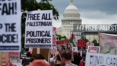 Photo of Netanyahu speech draws thousands of protesters to the US Capitol